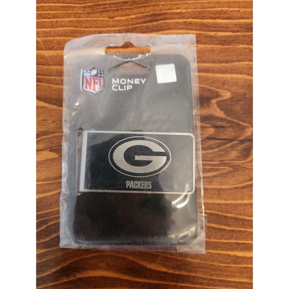 Green Bay Packers Money Clip Black and Steel Minimalist Wallet NWT NFL